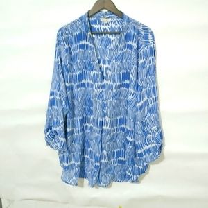 Atilla Femme 3X Blue White Tunic Top